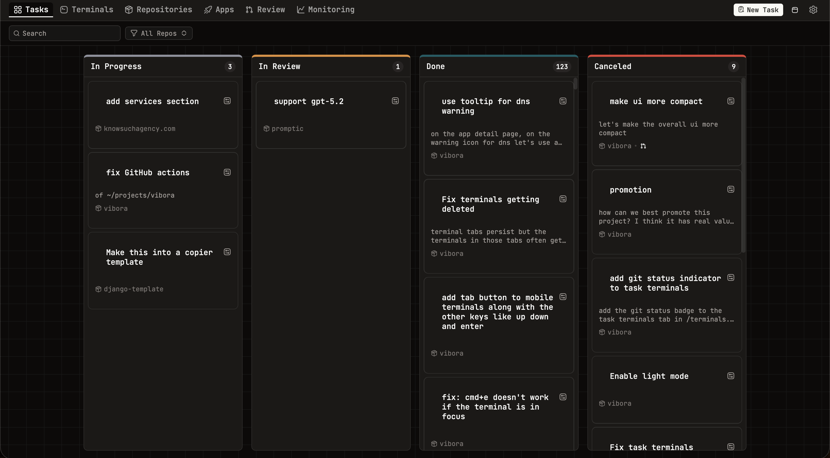 Vibora Kanban Board